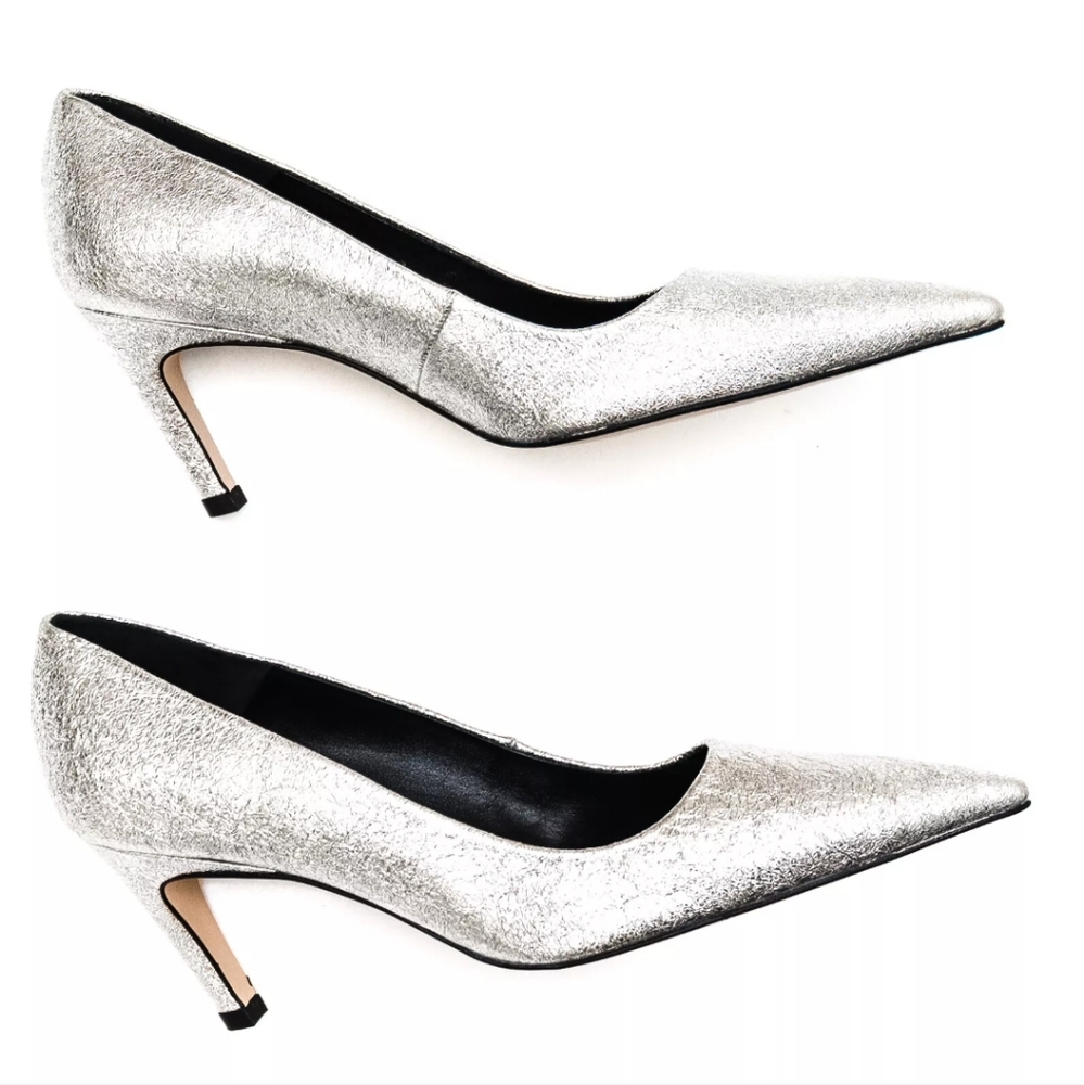Good American The Icon Pointed Toe Silver Pump